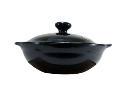 BLACK CERAMIC LOW POT