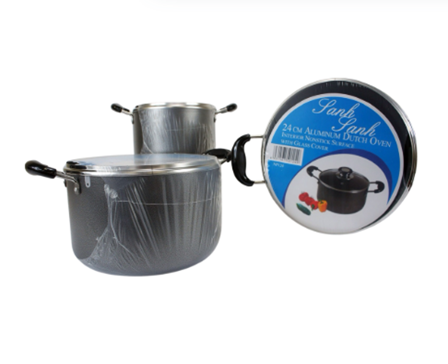 ALUMINUM DUTCH OVEN NON STICK SURFACE WITH GLASS LID