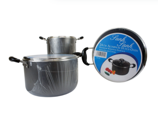 ALUMINUM DUTCH OVEN NON STICK SURFACE WITH GLASS LID