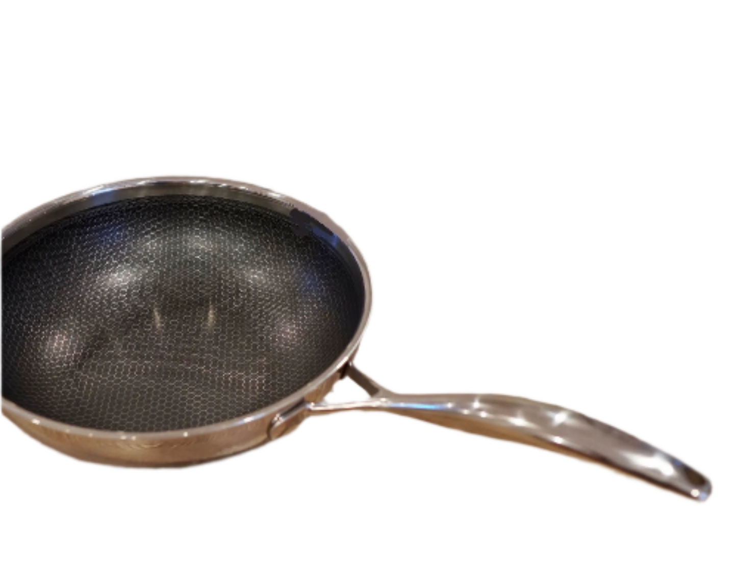 LAZER NON STICK STAINLESS STEEL WOK WITH SINGLE HANDLE AND LID