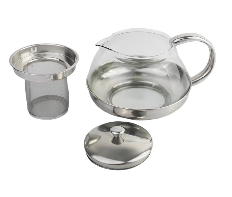 STAINLESS STEEL GLASS TEA POT