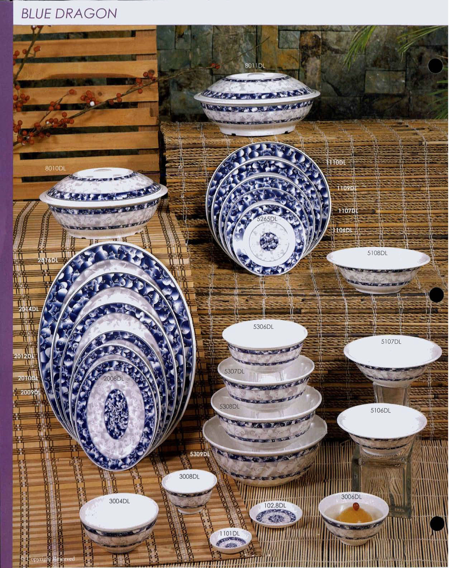 THUNDER GROUP BLUE DRAGON MELAMINE DINNERWARE SET