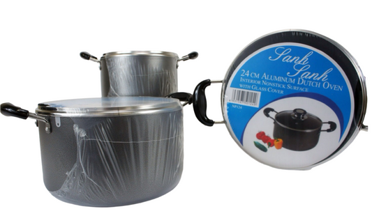 ALUMINUM DUTCH OVEN NON STICK SURFACE WITH GLASS LID