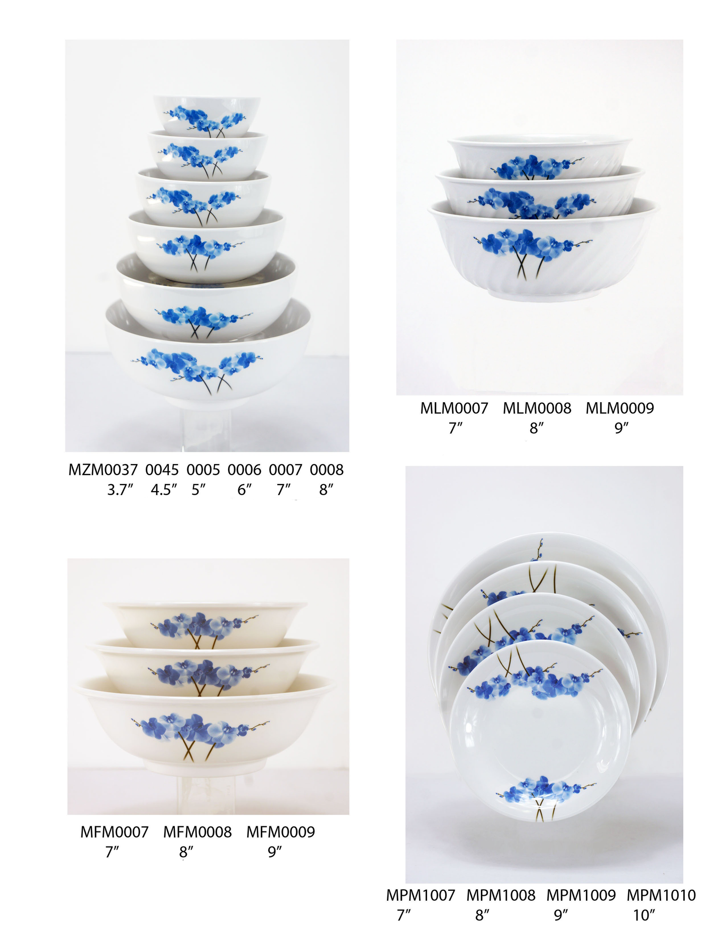 BLUE ORCHID MELAMINE DINNERWARE SET