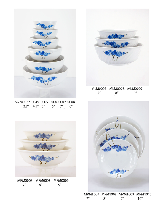 BLUE ORCHID MELAMINE DINNERWARE SET