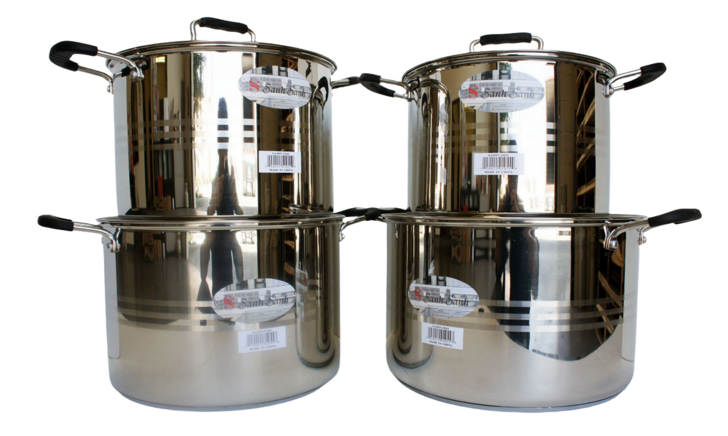 STAINLESS STEEL STOCK POT SET (4 PIECES)