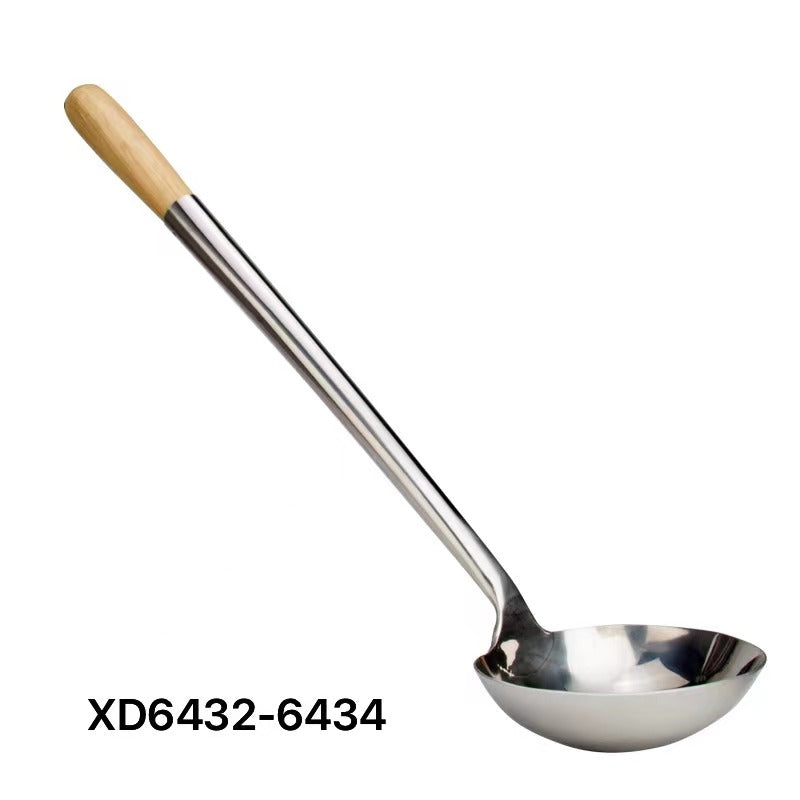 STAINLESS STEEL LADLE WITH WOOD HANDLE