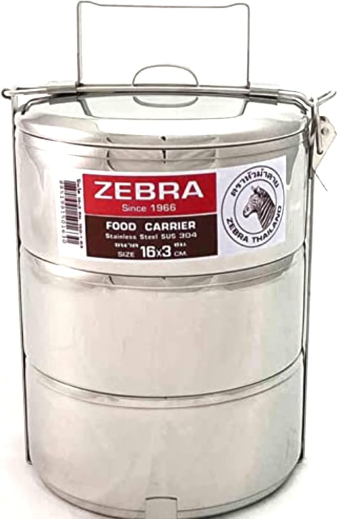 ZEBRA STAINLESS STEEL 3 TIER STACKABLE  FOOD CARRIER